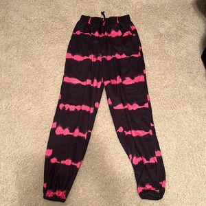 Pink & black tie-dyed sweatpants